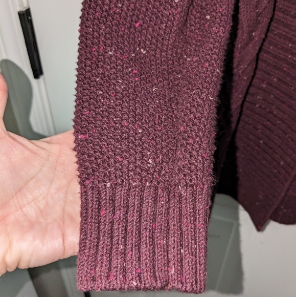 L.L.Bean Classic Ragg Sweater, Open Cardigan Deep Purple Ladies Small EUC - Picture 9 of 11